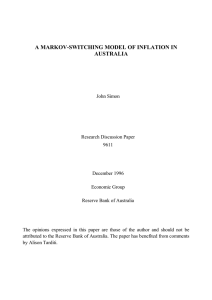 A MARKOV-SWITCHING MODEL OF INFLATION IN AUSTRALIA