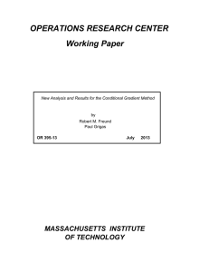 OPERATIONS RESEARCH CENTER Working Paper MASSACHUSETTS  INSTITUTE OF TECHNOLOGY