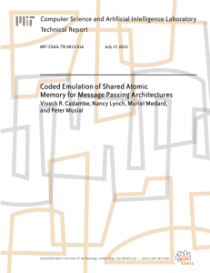Coded Emulation of Shared Atomic Memory for Message Passing Architectures Technical Report