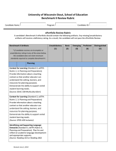 University of Wisconsin-Stout, School of Education Benchmark II Review Rubric