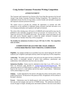 Craig Jordan Consumer Protection Writing Competition ANNOUNCEMENT