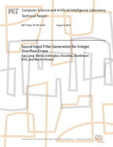 Sound Input Filter Generation for Integer Overflow Errors Technical Report