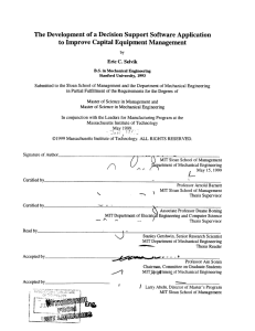 The Development  of a Decision  Support Software ... to Improve  Capital Equipment Management