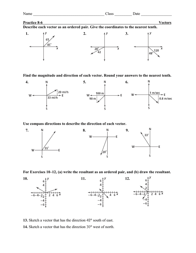 practice 24 24 vectors worksheet answers Inside Vector Addition Worksheet With Answers