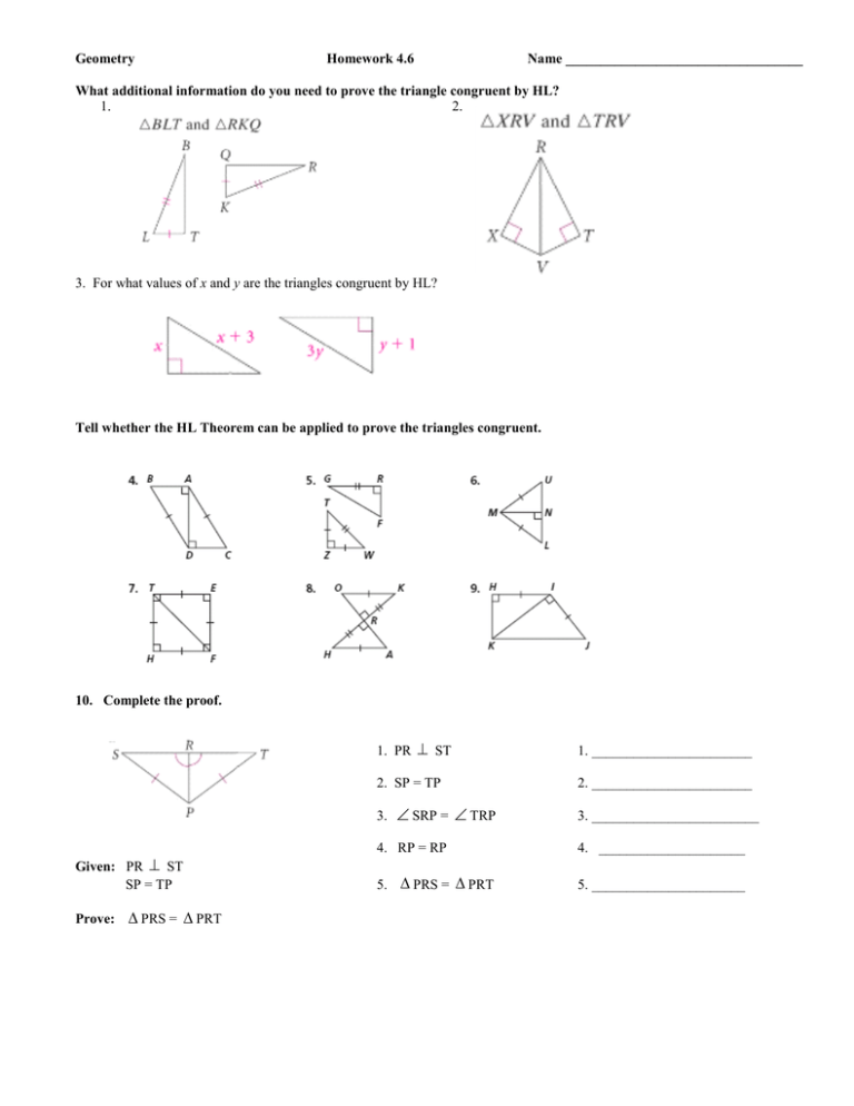 geometry homework 4.6 answers