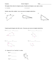 Geometry  Review Chapter 8 Name ________________________
