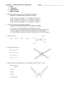Geometry – Clickers Review for Final Exam  Name ________________________________ 