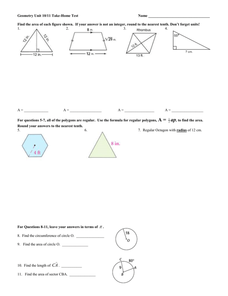 circle terminology common core geometry homework answer key