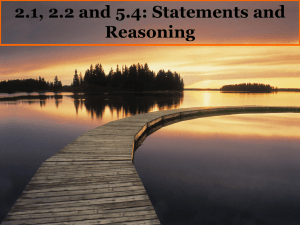 2.1, 2.2 and 5.4: Statements and Reasoning