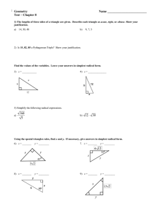 Trig Applications Geometry Chapter 8 Packet Key : 8 2 ...