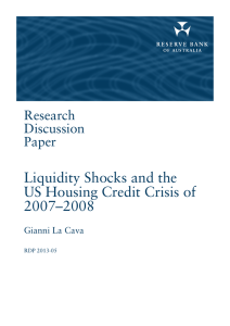 Liquidity Shocks and the US Housing Credit Crisis of 2007–2008 Research