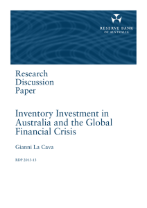Inventory Investment in Australia and the Global Financial Crisis Research