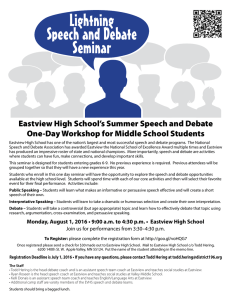 Lightning Speech and Debate Seminar Eastview High School’s Summer Speech and Debate