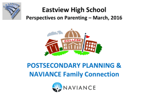Eastview High School POSTSECONDARY PLANNING &amp; NAVIANCE Family Connection