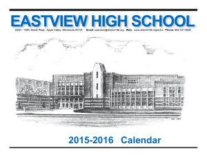 EASTVIEW HIGH SCHOOL 2015-2016  Calendar