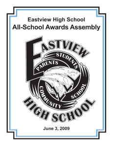 All-School Awards Assembly Eastview High School June 3, 2009
