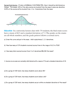 Normal Distribution:  If data is NORMALLY DISTRIBUTED, then it... follows.  This means, 34% of the data scores are...