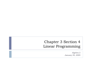 Chapter 3 Section 4 Linear Programming Algebra 2 January 29, 2009