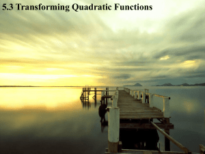 5.3 Transforming Quadratic Functions