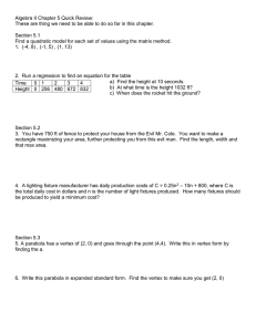 Algebra II Chapter 5 Quick Review:  Section 5.1
