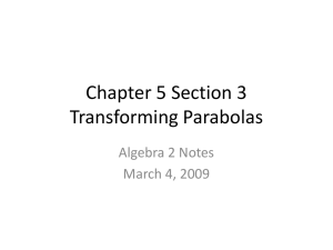 Chapter 5 Section 3 Transforming Parabolas Algebra 2 Notes March 4, 2009
