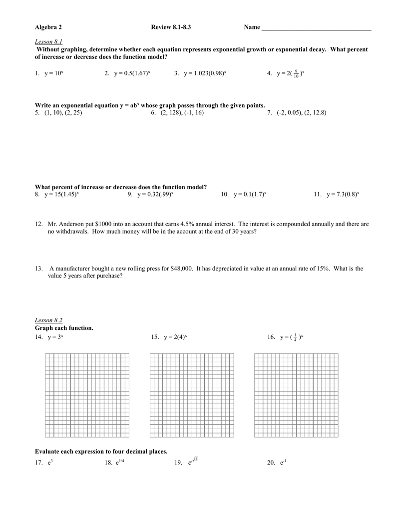 Algebra 20 Review 20.20-20.20 Name Pertaining To Algebra 2 Review Worksheet