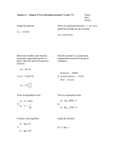 Algebra 2 – Chapter 8 Test (Including Sections 7.6 and...  Name: Date: