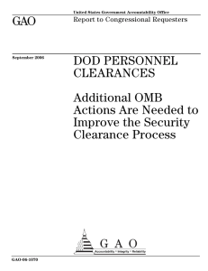 GAO DOD PERSONNEL CLEARANCES Additional OMB