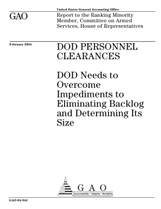 GAO DOD PERSONNEL CLEARANCES DOD Needs to