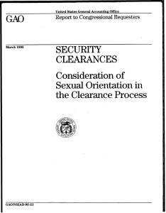 SECURITY CLEARANCES Consideration  of Sexual Orientation  in