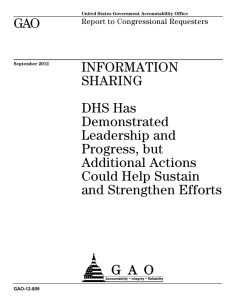 GAO INFORMATION SHARING DHS Has