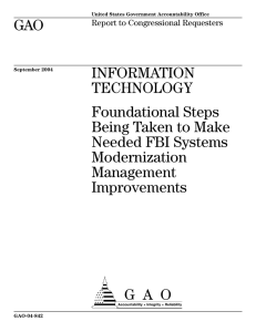 GAO INFORMATION TECHNOLOGY Foundational Steps