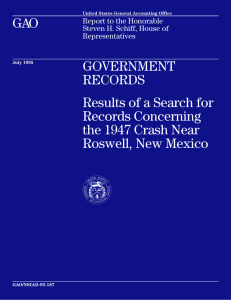 GAO GOVERNMENT RECORDS Results of a Search for