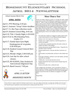 Rosemount Elementary  School April  2014   Newsletter