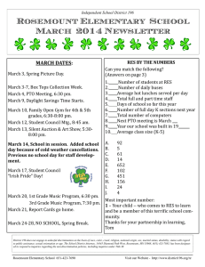 Rosemount Elementary  School March  2014 Newsletter MARCH	DATES: