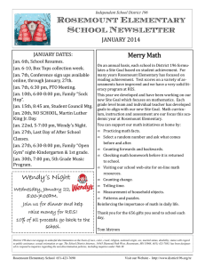 Rosemount Elementary School Newsletter Merry	Math