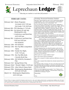 Ledger FEBRUARY DATES:  Rosemount Elementary