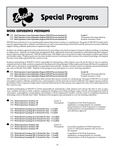 Special Programs WoRk EXPERiEnCE PRogRAMS 1701