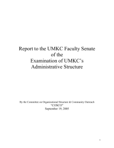 Report to the UMKC Faculty Senate of the Examination of UMKC’s