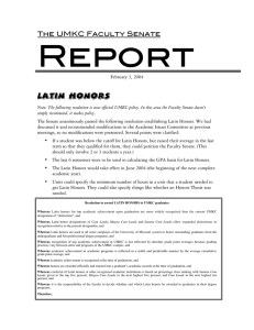 Report Latin Honors The UMKC Faculty Senate