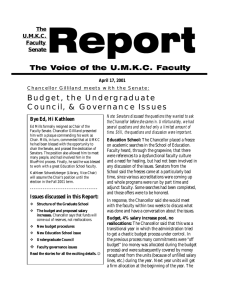 Budget, the Undergraduate Council, &amp; Governance Issues The U.M.K.C.