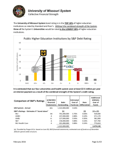 University of Missouri System Collective Financial Strength Comparison of S&amp;P's Ratings