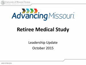 Retiree Medical Study Leadership Update October 2015 2