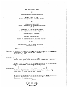 THE ARCHITECT'S  ROLE IN PLANNING PROCESSES Boston Transportation Planning Review