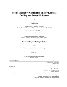Model Predictive Control for Energy Efficient Cooling and Dehumidification Tea Zakula by