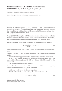 ON BOUNDEDNESS OF THE SOLUTIONS OF THE DIFFERENCE EQUATION x /
