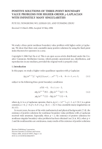 POSITIVE SOLUTIONS OF THREE-POINT BOUNDARY VALUE PROBLEMS FOR HIGHER-ORDER p