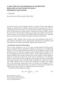 A NEW VIEW ON ONE PROBLEM OF ASYMPTOTIC DIFFERENCE EQUATIONS