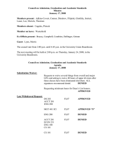 Council on Admission, Graduation and Academic Standards Minutes January 17, 2008