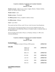 Council on Admission, Graduation and Academic Standards Minutes February 14, 2008